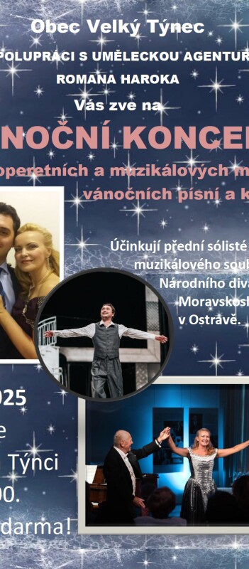 Vánoční koncert plný operetních a muzikálových melodií, vánočních písní a koled