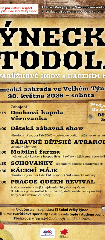 Týnecká stodola - tvarůžkové slavnosti, kácení máje, dětský den