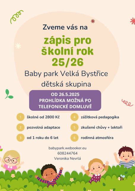 Zápis do Baby parku Velká Bystřice