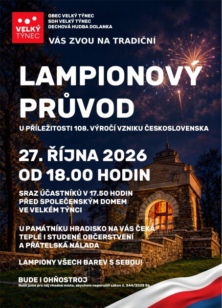 Oslava vzniku ČSR s lampionovým průvodem