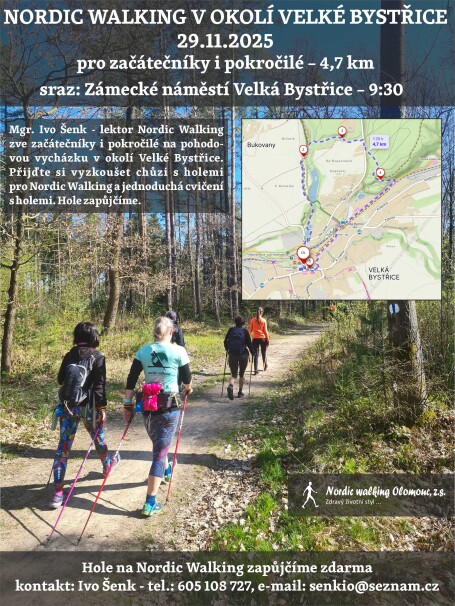Pozvánka na nordic walking v okolí Velké Bystřice